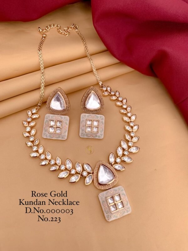 Rose Gold Kundan Necklace - Image 5
