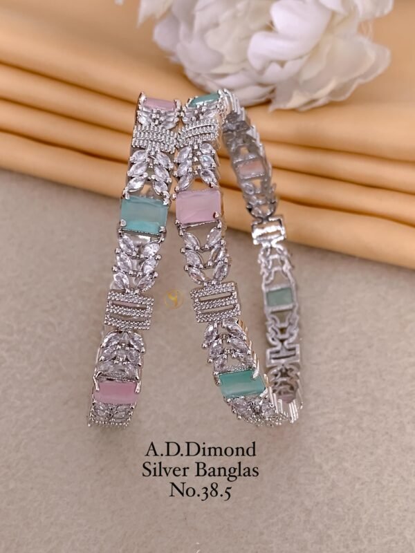 AD American Diamond Silver Polish Bangles
