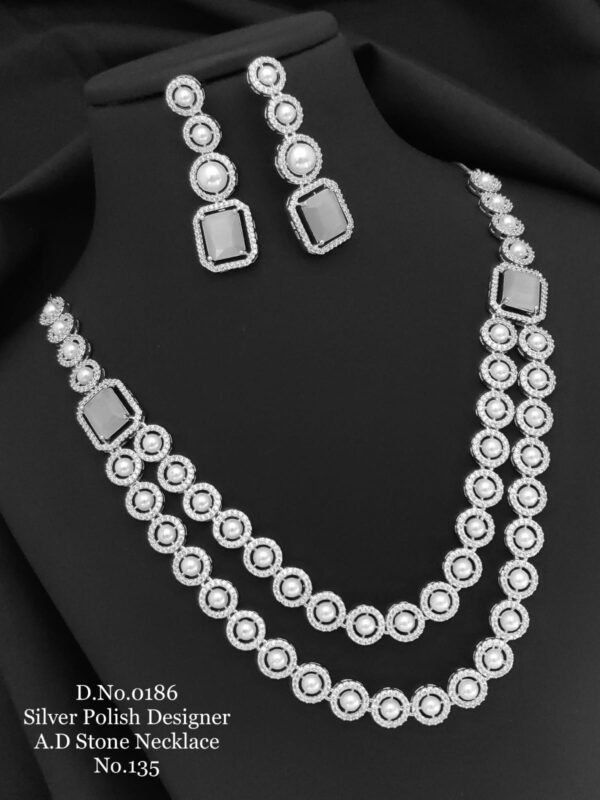 Silver Polish Designer Stone Necklace