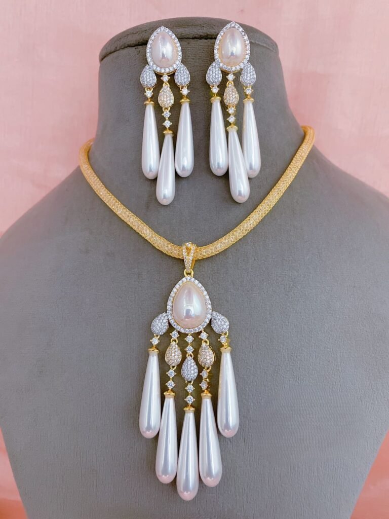 Real pearl pendant necklace set from Araha Online Store